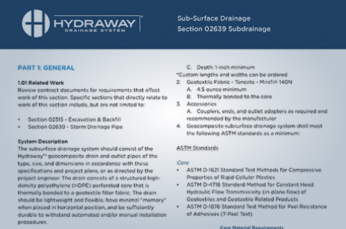Hydraway Sub-Surface Drainage Section